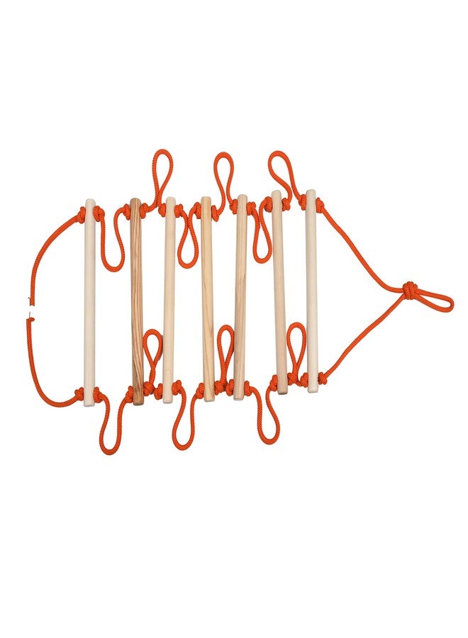 BOFFLE Rope Ladder| Climbing Stairs for Kids | Wooden Scales for Kids for Physical Activity | Indoor Outdoor Games for Kids 3 to 10 Years (Orange) - Image 2